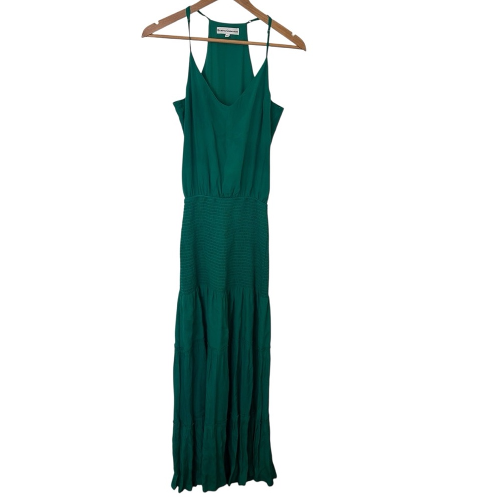 Karina Grimaldi Green Smocked Sleeveless Maxi Dress Size XS